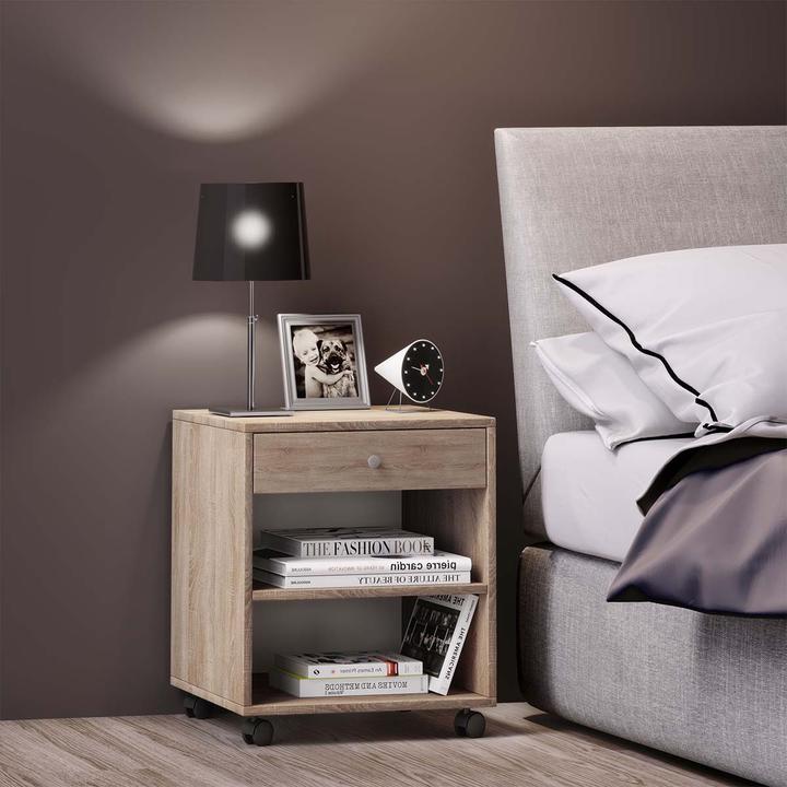 Produktbild VCM Holz Nachttisch Rolda mit Rollen (45 x 38 x 54 cm)