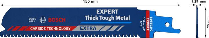 Actual product image Bosch Professional Zubehör EXPERT 'Thick Tough Metal' S 955 CHC reciprocating saw blade, 1 piece