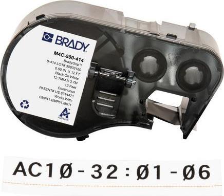 Actual product image Brady M4C-500-414, BradyGrip hook and loop tape for printing, polyester, black on white, 12.70 mm x 3.66