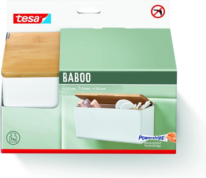 Actual product image tesa BABOO Storage box with lid, medium size incl. adhesive solution without drilling