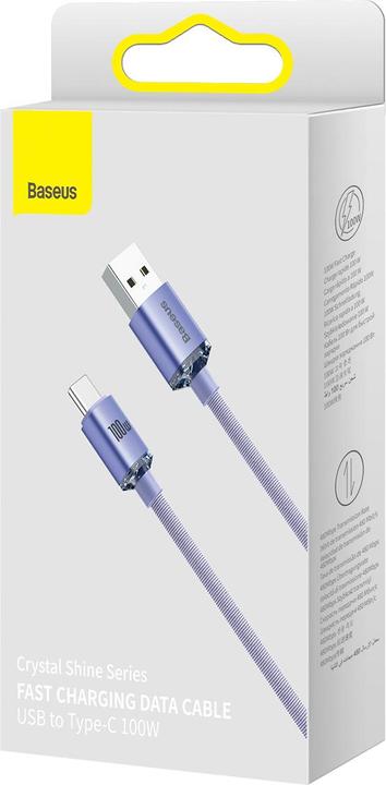 Produktbild Baseus Crystal Shine Series Fast Charging Data Cable USB to Type-C 100W 2m Purple (2 m, USB 2.0, 100 W)