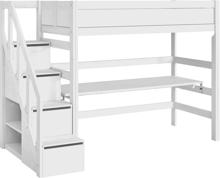 Image du produit Lifetime Kidsrooms Lit mezzanine avec escalier, tiroirs et sommier Deluxe