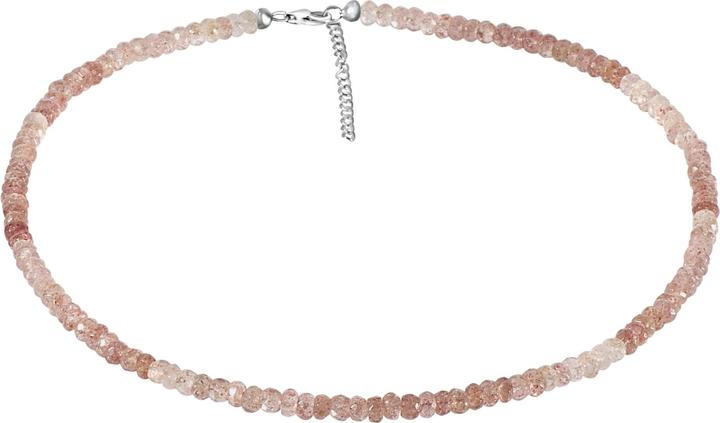 Actual product image Xen Strawberry quartz - necklace 5,5 mm faceted 43 + 5 cm 925 silver (925 Sterling silver, 43 cm)