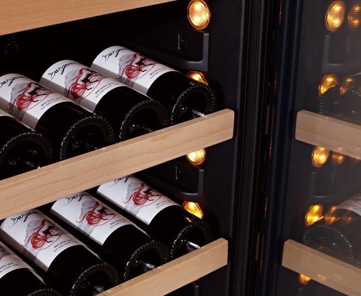 Image du produit Swisscave Premium cave à vin 2 zones WLB-460DF-MIX, 172cm, 152-164 bouteilles, bois de hêtre