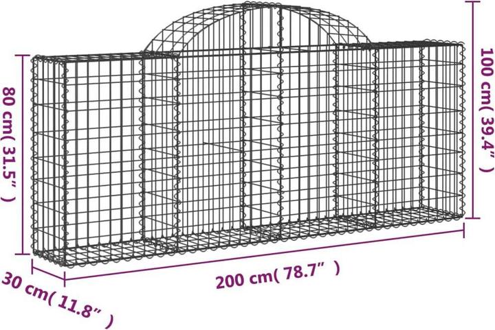 Produktbild VidaXL Gabionen mit Hochbogen 14 Stk. 200x30x80/100cm Verzinktes Eisen