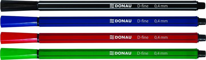 Donau Feinfilzstift, d-fine, 0, 4mm, 4 stück, farbig sortiert (Farbmischung, 4 x)
