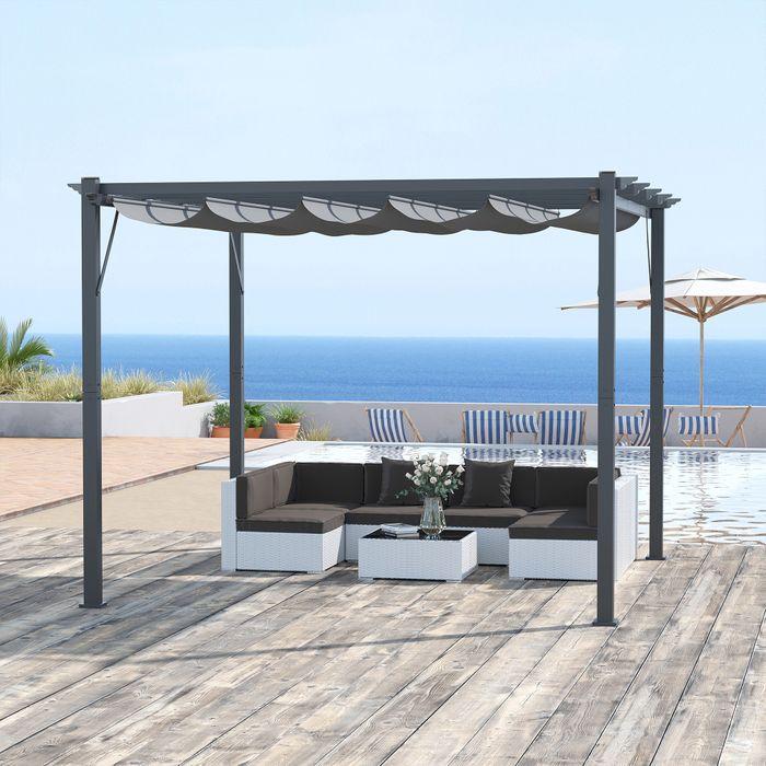 Image du produit Swisshandel24 Pergola Pavillon avec toit ouvrant en aluminium gris charbon+gris foncé 3x3x2,23 m (300 cm, 300 cm)
