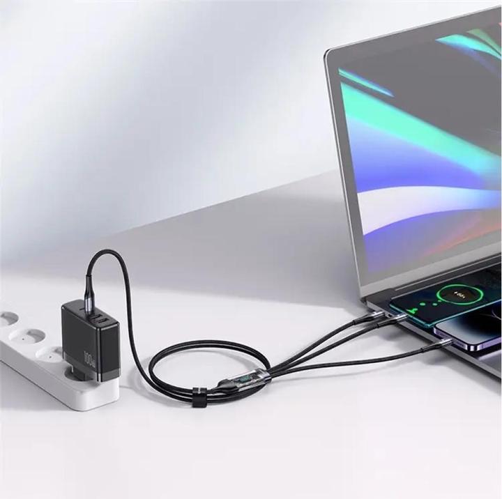 Image du produit Usams US-SJ600 U83 3IN1 Transparent Digital Display PD100W Fast Charging & Data Cable 1.2m C To C+L+M (1.20 m, USB 2.0)
