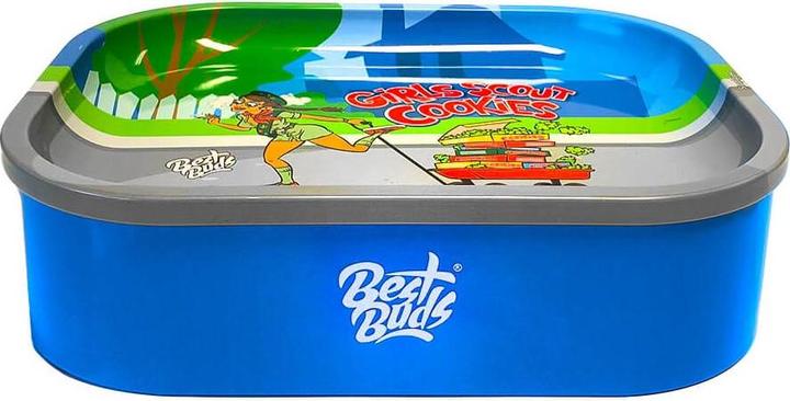 Actual product image Best Buds Thin Box Rolling Tray with Storage Girls Scout Cookies
