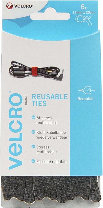Produktbild Velcro brand Klettband wiederverwendbar (Klettkabelbinder, 200 mm, 6 Stk.)