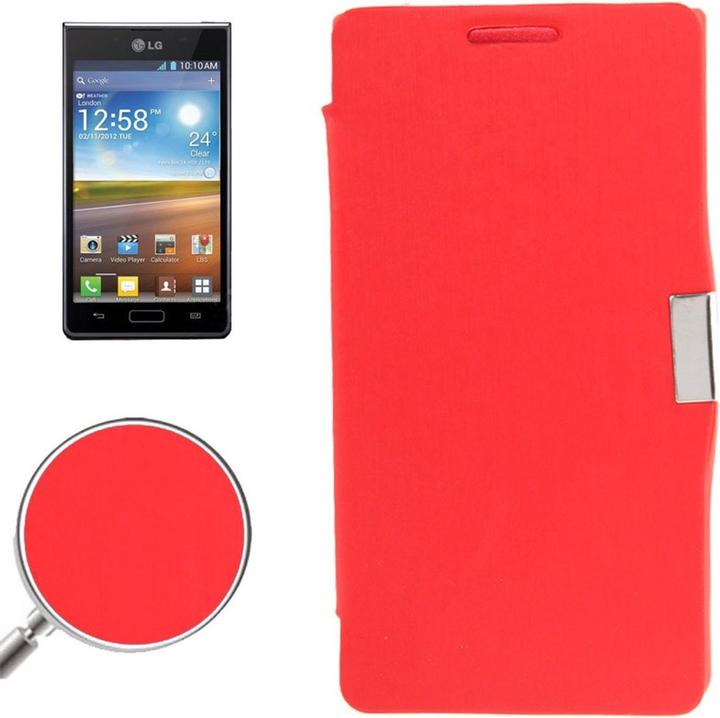 Produktbild König Design Handyhülle Tasche für LG Optimus L7 / P700 rot gebürstet (LG Optimus L7)