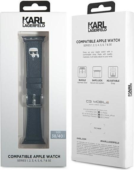 Immagine prodotto Karl Lagerfeld Teste di Karl (38 mm, 40 mm, 41 mm, Saffiano, Apple Watch Series 1, Apple Watch Series 2, Apple Watch Series 3, Apple Watch Serie 4, Apple Watch Serie 5, Apple Watch Serie 6, Apple Watch Series 7, Apple Watch Series 8, Apple Watch Series 9, Apple Watch SE)
