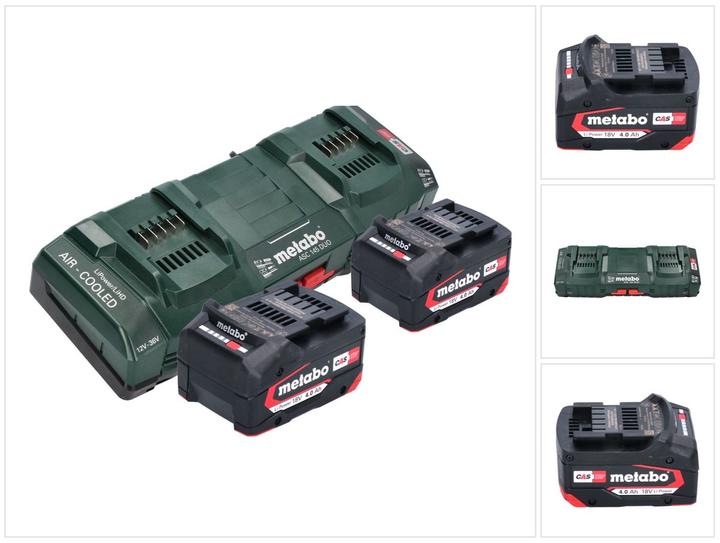 Image du produit Metabo Kit de base 2x batterie Li-Power 18 V 4,0 Ah CAS Li-Ion ( 2x 625027000 ) + ASC 145 DUO Dop (18 V)