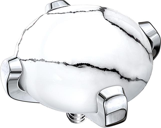 Image du produit Star Piercing Dôme Dermal Anchor avec pierre Howlite (sans laiton, Acier chirurgical 316L, Minéral)