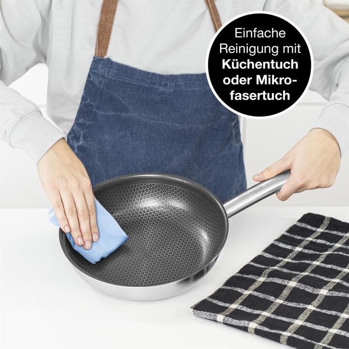 Produktbild Moritz & Moritz Edelstahlpfanne Wabenstruktur 24cm mit Keramikbeschichtung der neuesten Generation (Pfannenset + Topfset, Edelstahl)