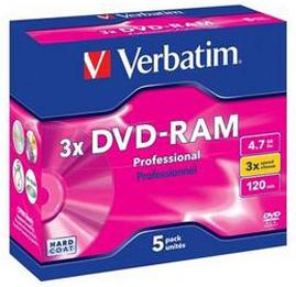 Produktbild Verbatim DVD-RAM, 4.7GB, 3x, Cartridge (5 x)