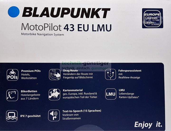 Actual product image Blaupunkt MotoPilot 43 EU LMU, motorbike, pedestrian navigation device (4.30")