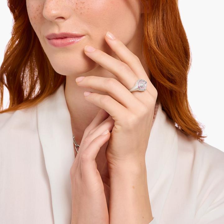 Image du produit Thomas Sabo Bague sceau avec coeur et pierres Argent (54, Argent 925)