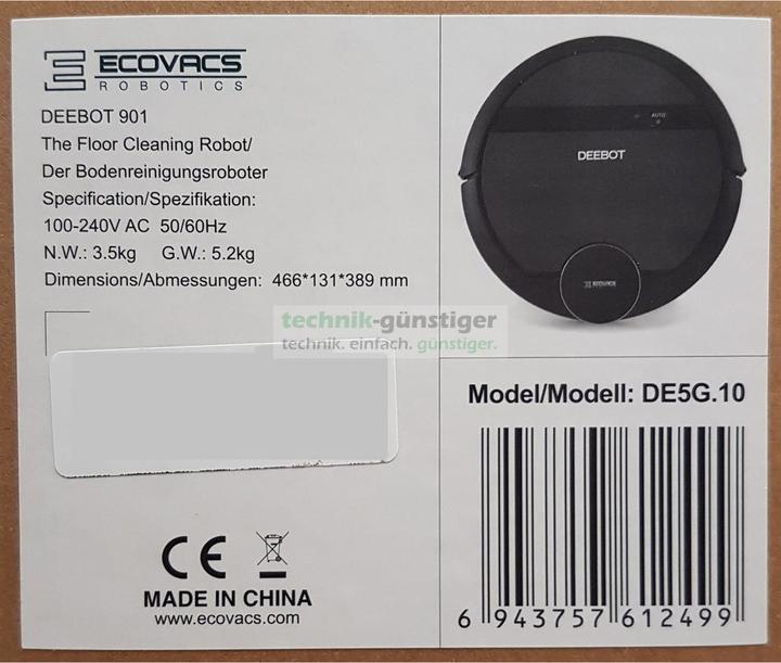 Actual product image Ecovacs Robotics Deebot 901 Robot Vacuum Cleaner, App, Black (Robot vacuum)