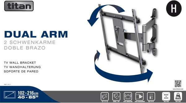 Actual product image Titan WTL 4 (black, 40 - 85", max. 50 kg, swivelling and inclinable) (Wall, 85", 50 kg)
