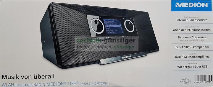 Image du produit Medion P85035 (MD87090) Radio Internet avec DAB+, FM, noir (FM, DAB+ DAB, WiFi)