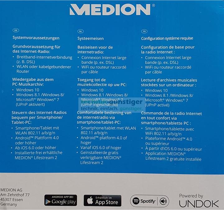 Image du produit Medion P85035 (MD87090) Radio Internet avec DAB+, FM, noir (FM, DAB+ DAB, WiFi)