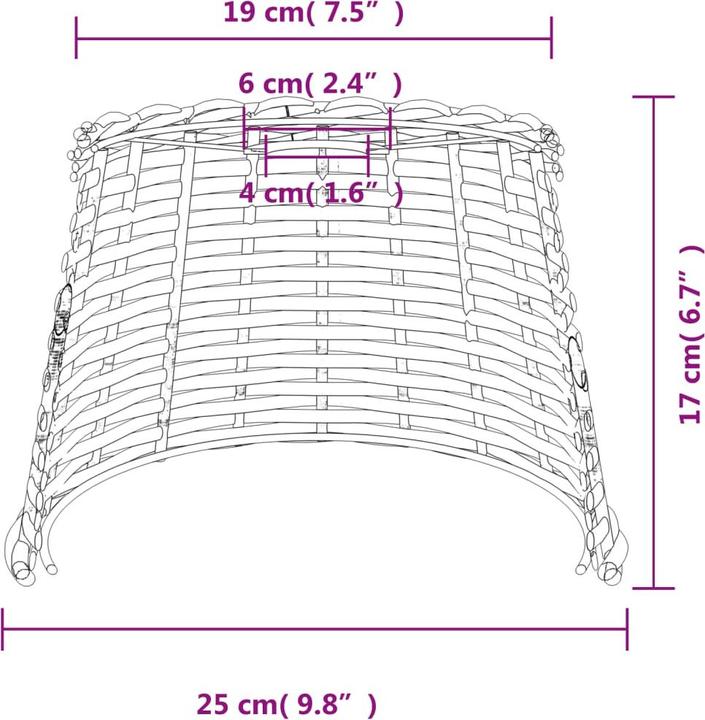 Immagine prodotto VidaXL Lampenschirm Braun Ø25x17 cm Korbweide, Farbe: Braun