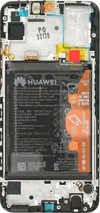 Actual product image Huawei Display unit + frame + battery P Smart 2020 black 02353RJT