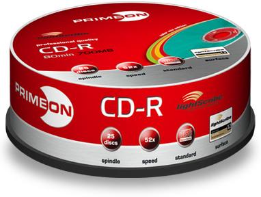 Produktbild Primeon CD-R, 52x, 700MB, 25er Spindel, LightScribe, Color (25 x)