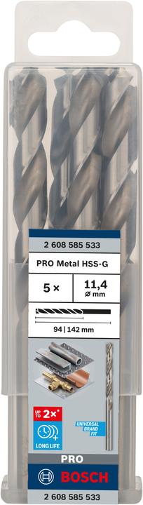 Produktbild Bosch Professional Zubehör PRO Metal HSS-G Spiralbohrer, 11,4 x 94 x 142 mm (11.4 mm)