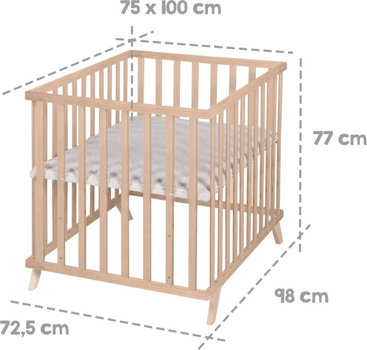 Image du produit Roba Parc 75x100 cm avec pieds en bois Lil Planet gris (72.50 cm, 98 cm)
