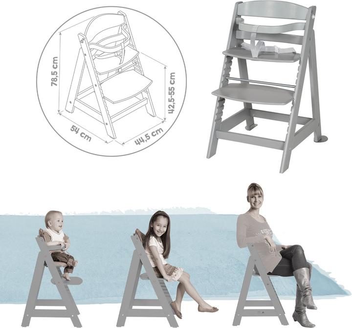 Actual product image Roba Stair High Chair, Set 2in1 Greyish quilted (Highchair)