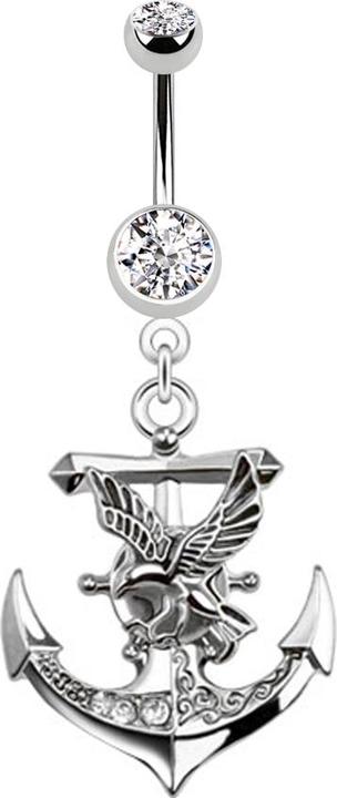 Produktbild Star Piercing Banane silber mit Anhänger Anker und Adler (Chirurgenstahl 316L, ohne Messing)