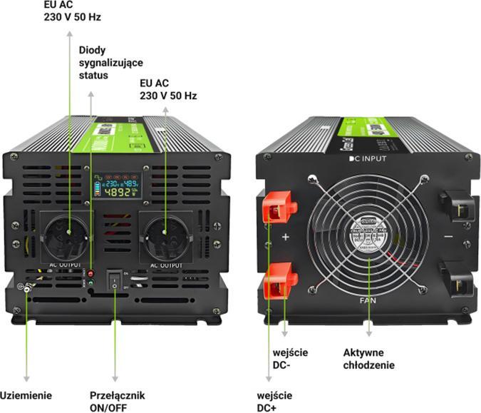 Immagine prodotto GreenCell Przetwornica LCD /10000W Czysty sinus z wywietlaczem