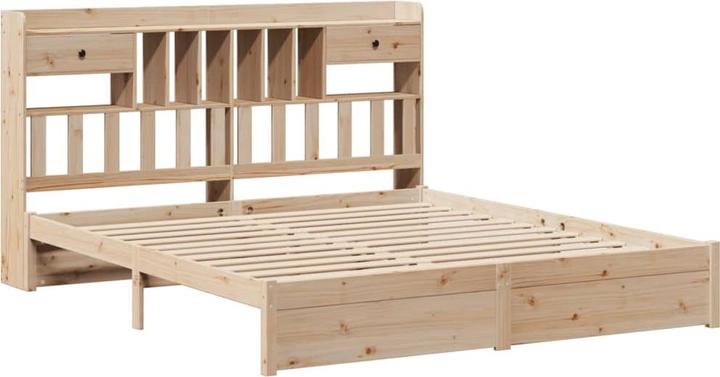 Actual product image VidaXL Solid wood bed Wooden bed Bed double bed with shelf without mattress 200x200cm (200 x 200 cm)