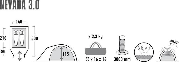 Productafbeelding High Peak Nevada 3.0 (Koepeltent, 3.70 kg, 3 personen)