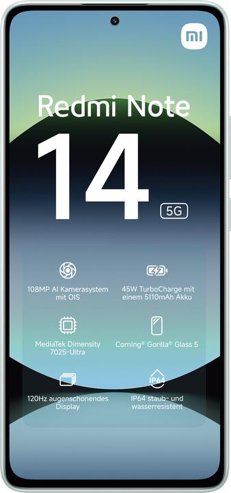 Immagine prodotto Xiaomi Redmi Note 14 5G (256 GB, Coral Green, 6.67", Doppia SIM Ibrida, 108 Mpx, 5G)