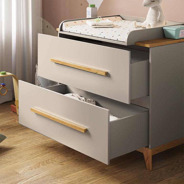 Actual product image VitaliSpa Wickelkommode Malia, Cashmere-Eiche, 108 x 98 cm mit 2 Schubladen