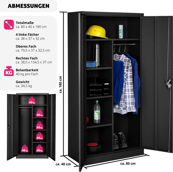 Actual product image tectake Filing cabinet (180 x 80 x 40 cm)