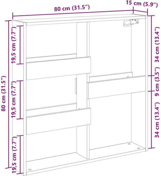 Produktbild VidaXL Wandschrank (80 x 15 x 80 cm)