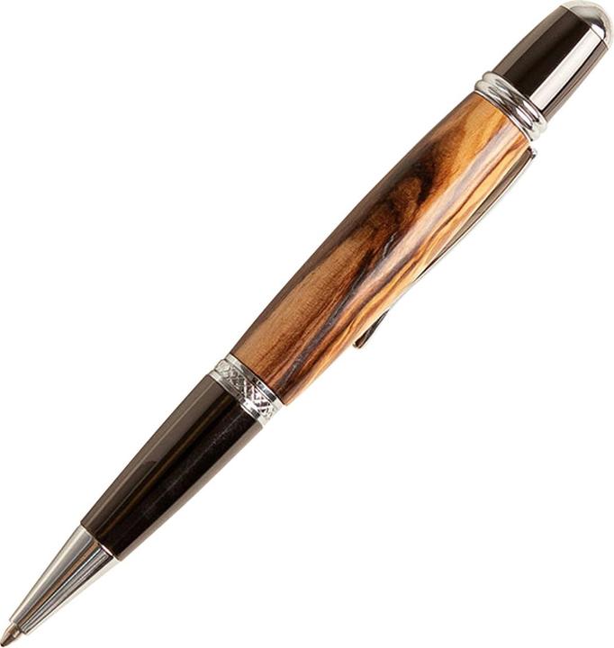 Actual product image Natura Punto Wooden Ballpoint Pen Olive with Metal Details (Black, Brown, Silver)