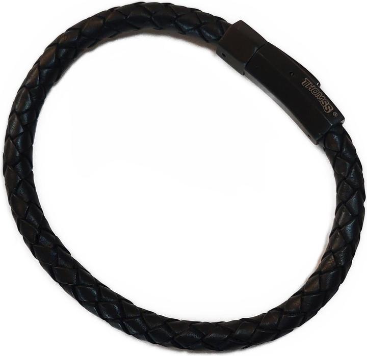 Produktbild Thomss Lederarmband No.22 Unisex Leder Schwarz & Edelstahlverschluss Umfang 21cm (21 cm, Edelstahl, 100% Leder)