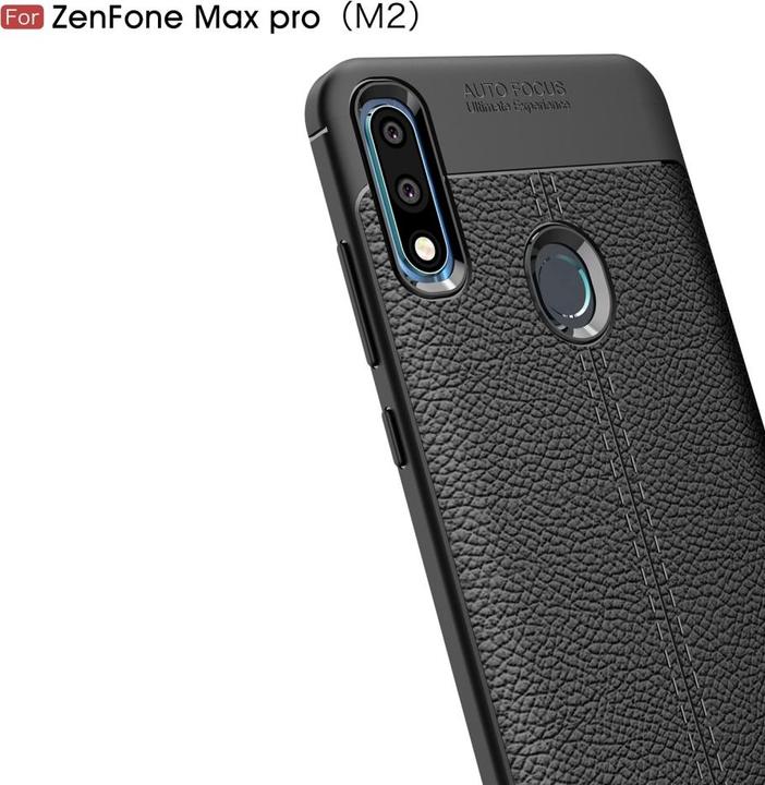 Actual product image Screenguard Asus Zenfone Max Pro M2 Case Leather Design TPU Cover (Asus Zenfone Max Pro (M2))