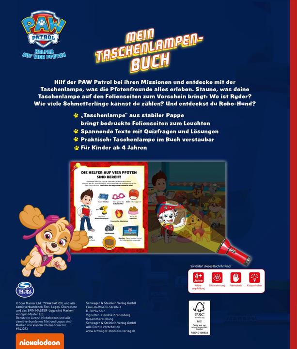 Produktbild Paw Patrol - Mein Taschenlampenbuch (Deutsch, Schwager & Steinlein Verlag, 2021)