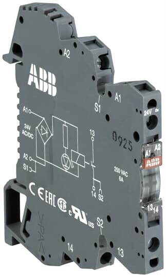 Actual product image ABB RB121G Interface Relay, 24V / 24V dc 24V dc, 1-pole changeover DIN-rail