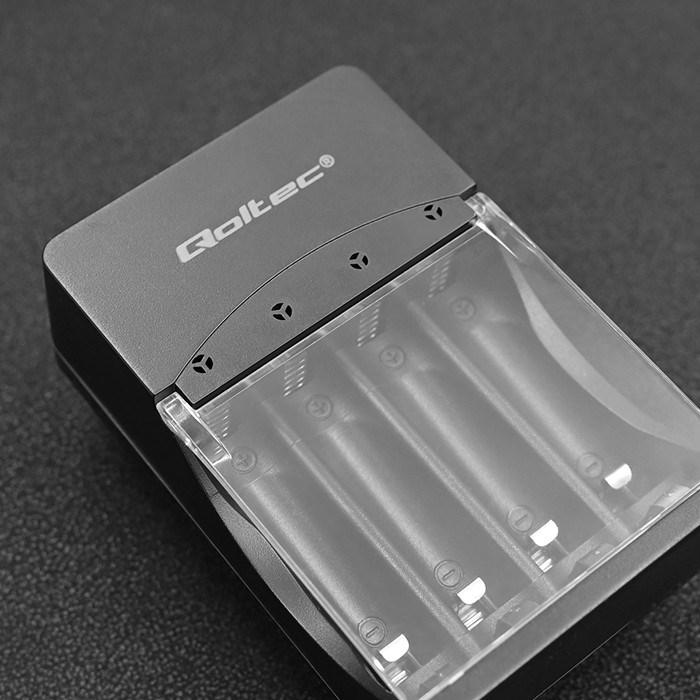 Immagine prodotto Qoltec 50653 Caricabatterie per Ni-MH tipo R03/AAA R6/AA (1 pz., AAA, AA, 3000 mAh)