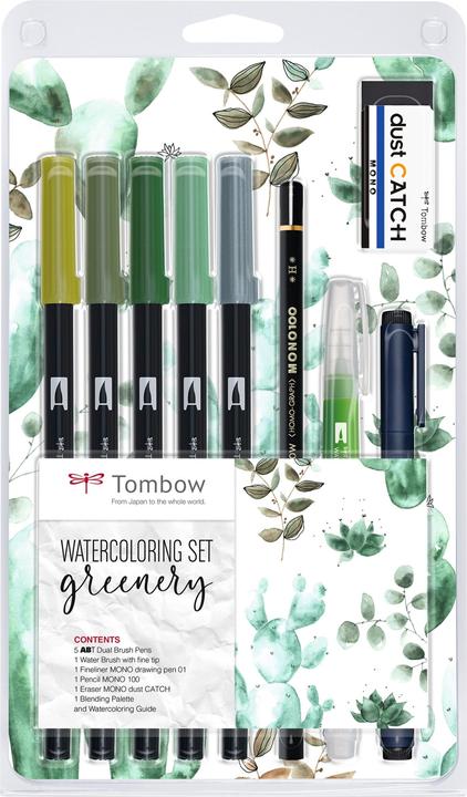 Tombow Watercoloring-Set Greenery (Grün, 5 x)