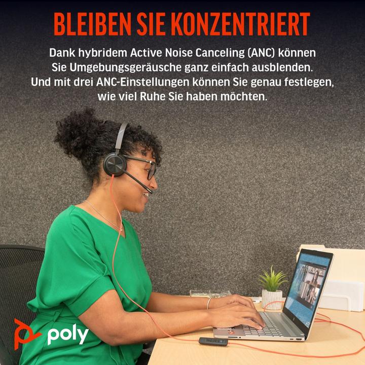 Produktbild Poly HP Blackwire 8225 USB-C Headset, Wired, Office/Call center, 185 g, Headset, Black (Kabelgebunden, USB-C)