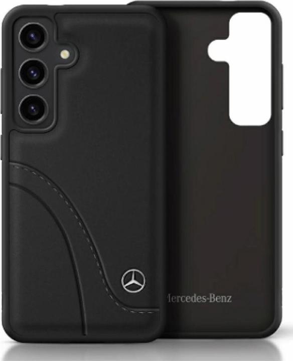 Produktbild Mercedes Leather Curved Stitches Case for Samsung Galaxy S25 - Black (Samsung Galaxy S25)