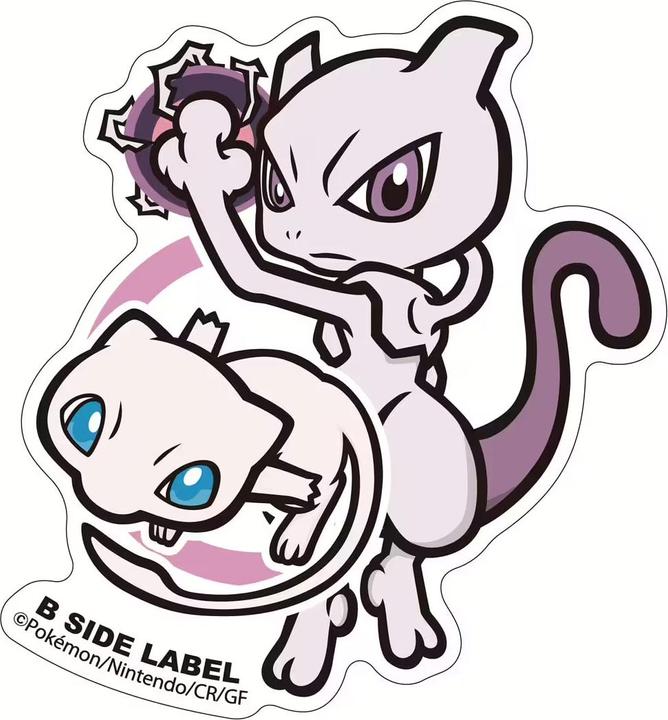 Actual product image Pokémon Mewtwo & Mew Sticker B-Side Label